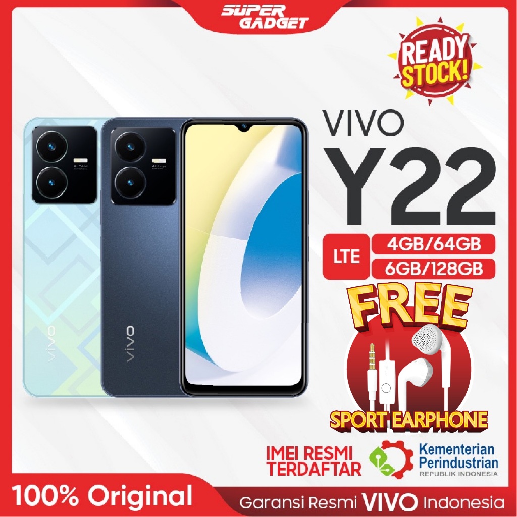VIVO Y22 4/64 6/128 RAM 4 6 ROM 64 128 GB 4GB 6GB 64GB 128GB HP Smartphone Android