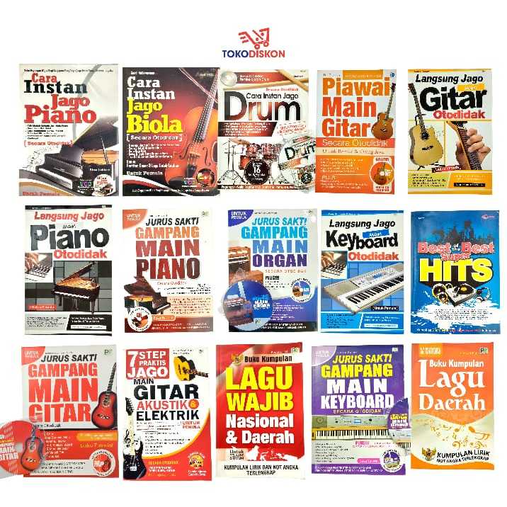 Buku Musik Pemula Jago Step By Step Best Seller Obral Gampang Main Piano Biola Gitar Drum Pianika Su