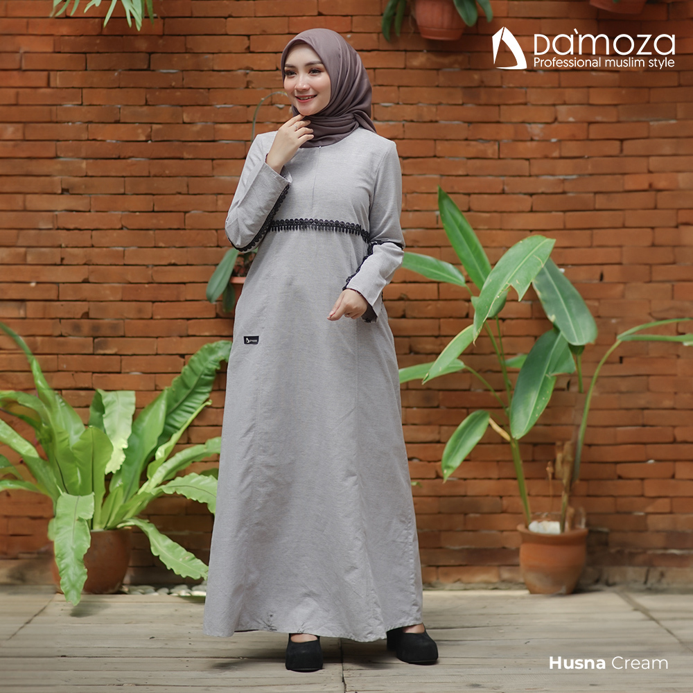 GAMIS DAMOZA Husna Cream / Baju Damoza / Dress Muslim - shafeeaofficial