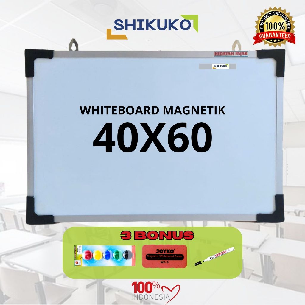 

Papan Tulis Whiteboard Magnet Gantung 40x60 cm / White Board Gantung Magnet SHIKUKO