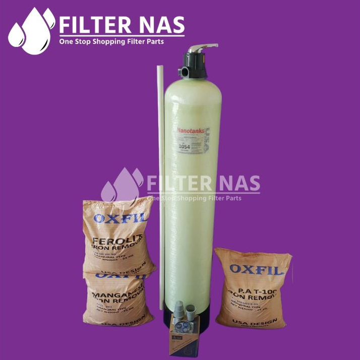 Paket Filter Air Tabung FRP 1054 Air Sumur 2 (Besi,Karat dan Bau )