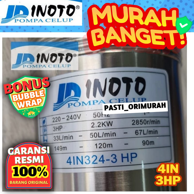 Submersible Pump Inoto 3HP 4" + Control Box Pompa Satelit Inoto 4" 3HP 4IN 324 3 HP Pompa Celup Inot