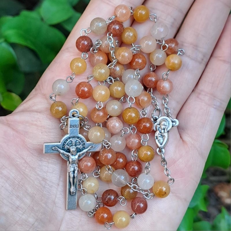 ROSARIO MANIK BATU ALAM IMPERIAL JADE 6MM BENDA ROHANI KATOLIK