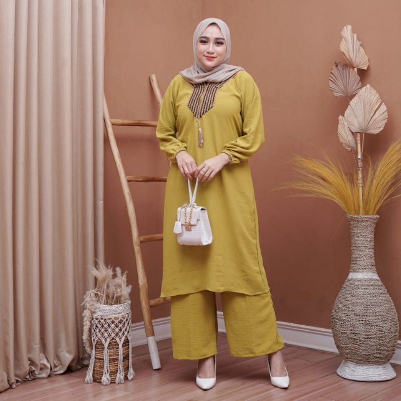 One set Tunik Renda Sultan Matt Crinkle Airflow