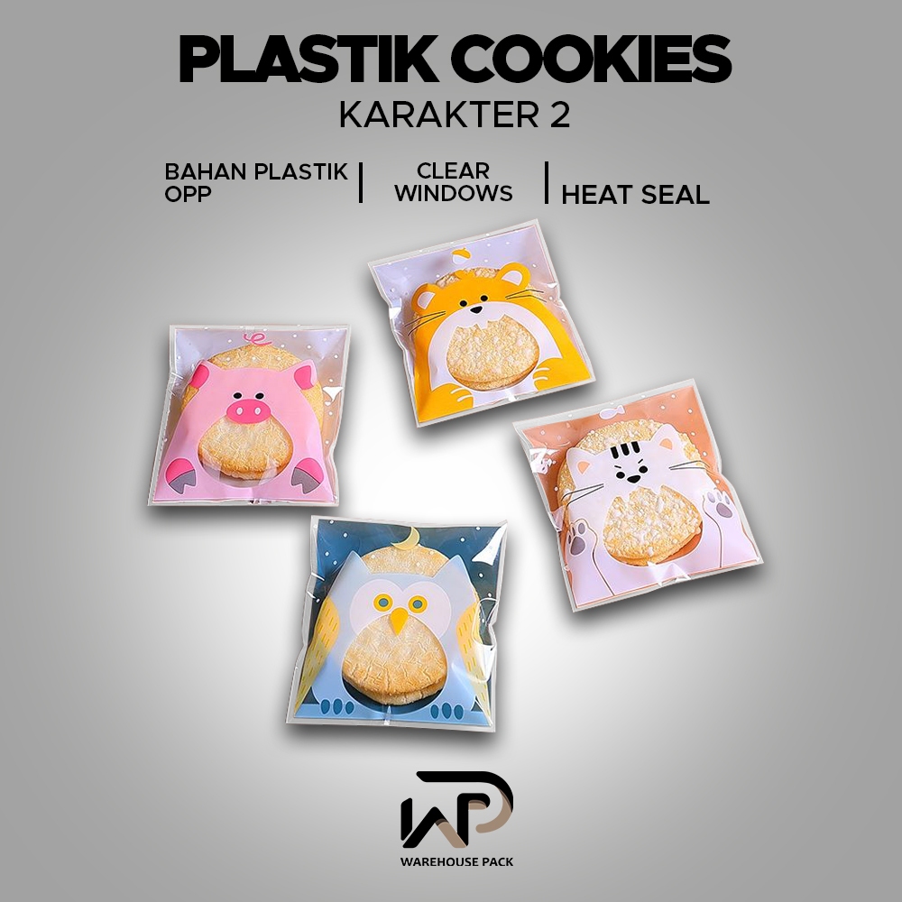 ( 100 Pcs ) Plastik Cookies Kue Snack | Plastik Opp Kemasan Kue Motif | Cookies Bag Permen Lucu |  K