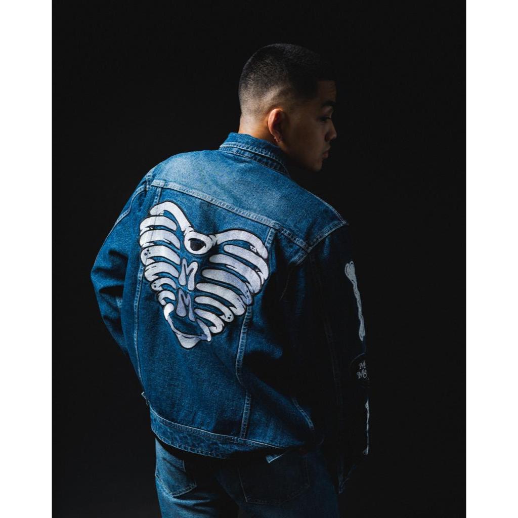 Market Monkey Denim Jacket Bone Heart
