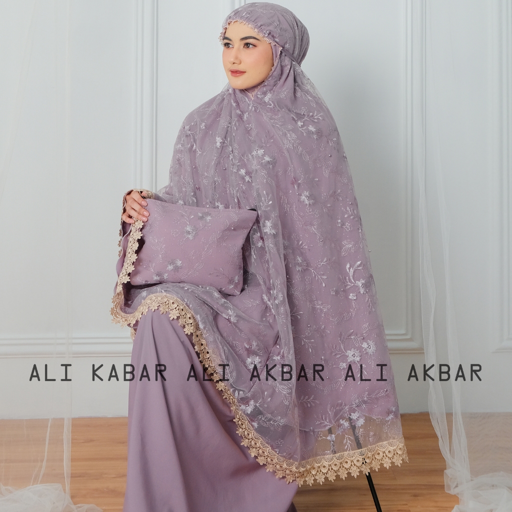 ALI AKBAR - Mukena Dewasa Sutra Brokat Gliter Renda Mewah
