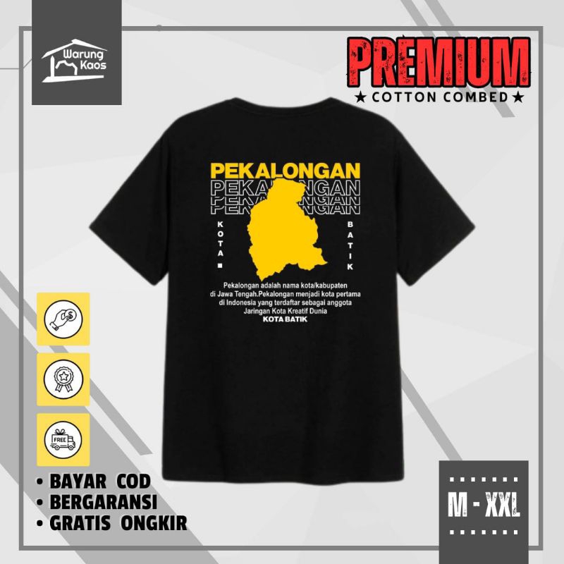 [ WARUNGKAOS ] Kaos Pekalongan Kota Batik Jawa Tengah / Kaos Pria Sablon Pekalongan Cotton Combed