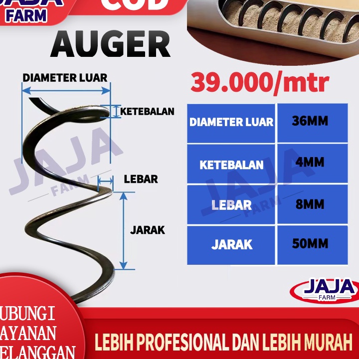 MODEL HVW075 Auger Spiral - Tempat Pakan Otomatis Ayam Feed Pipe 60m/80m/100m/120m