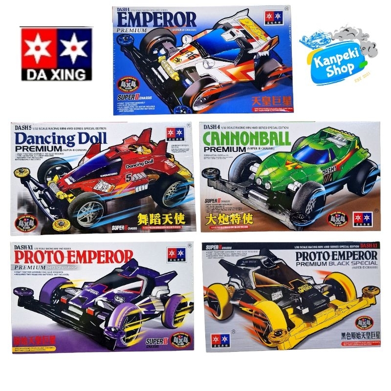 rep tamiya mini 4wd seri dash emperor merek daxing premium super 2 chassis murah