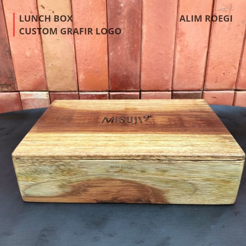 Bento Box Kayu Jati, Kotak Makan, Tempat Makanan, Lunch Box, Kotak Bekal, Partisi Bento2