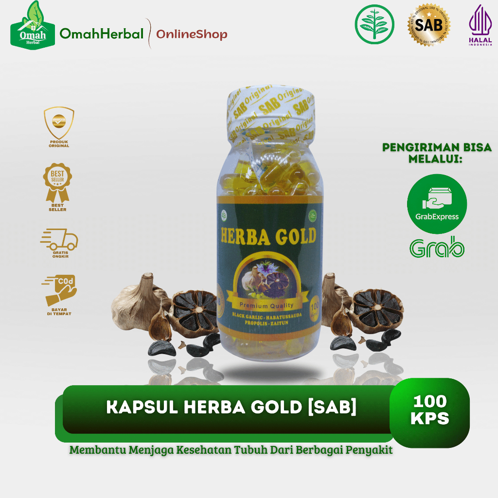 KAPSUL BLACK GARLIC HERBA GOLD  SAB  Habbatussauda + Olive Oil + Propolis 100 kapsul