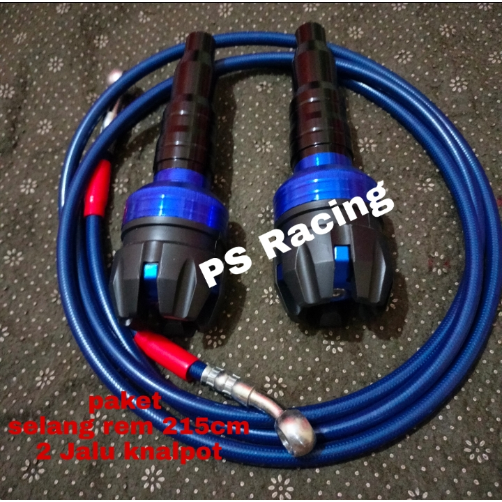 PAKET 2 Pcs Jalu Pelindung Knalpot Nmax + Selang Rem Belakang Nmax -biru