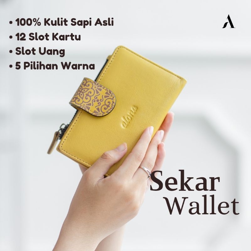 Dompet Lipat Wanita Kulit Asli Alona Sekar Wallet Dompet Cewek Lipat
