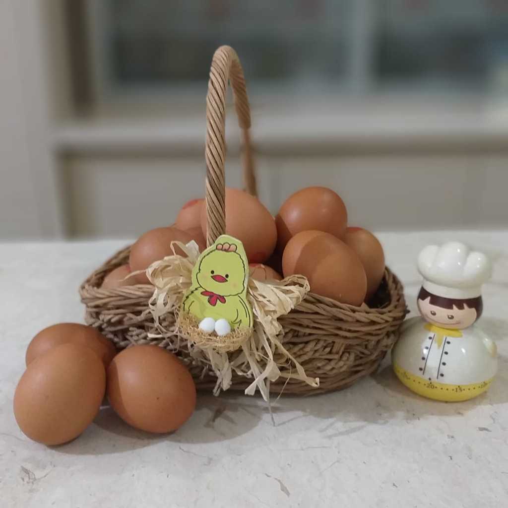 Keranjang rotan / keranjang telur / tempat bawang / tempat bumbu dapur