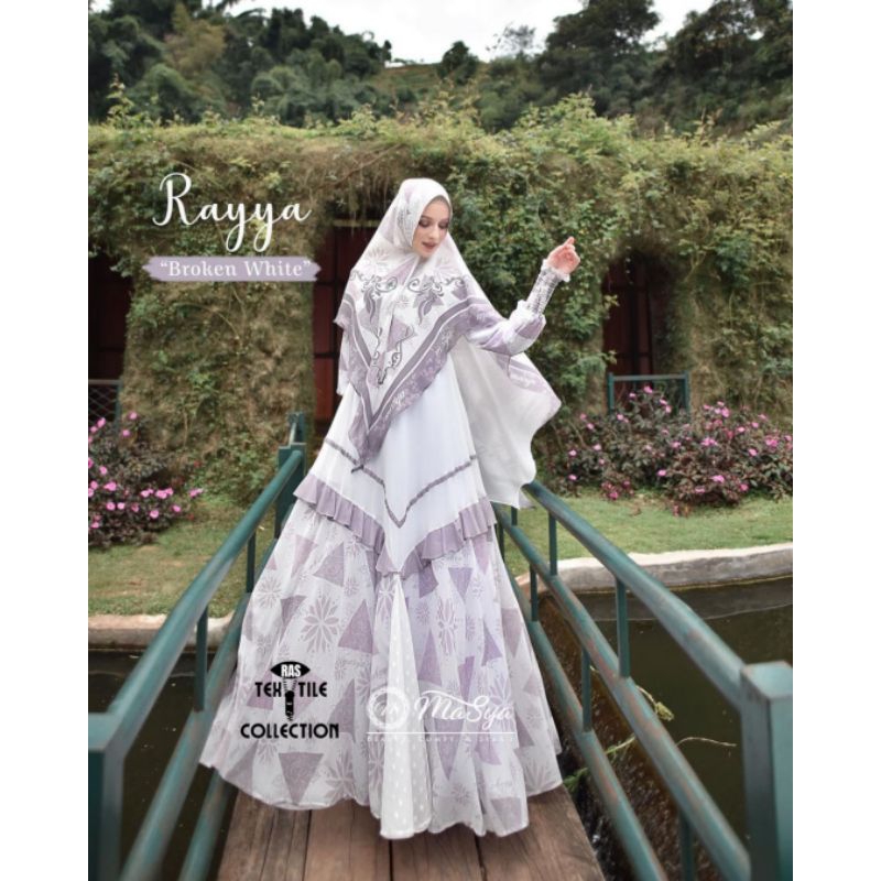 Set Gamis Dress Putih Mewah Ceruty Babydoll - Khimar - Madenia syari - Masya - [ RAYYA ]