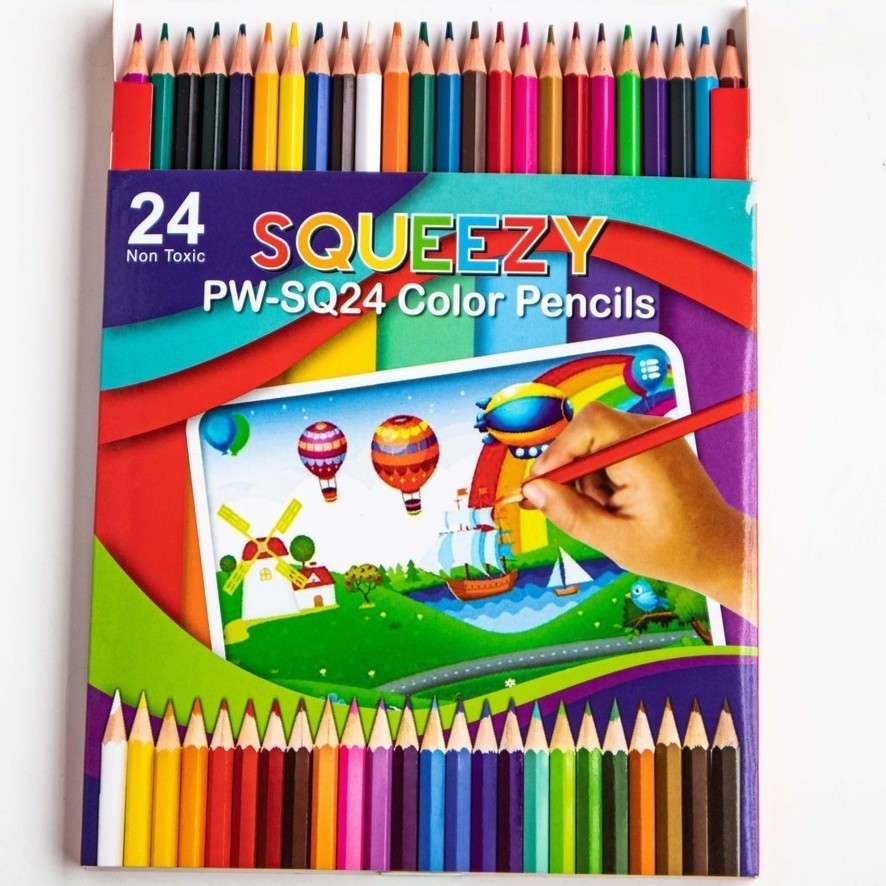 

Pensil Warna SQUEEZY 24 Warna/Color Pencil 24 PANJANG PW-SQ24 MURAH