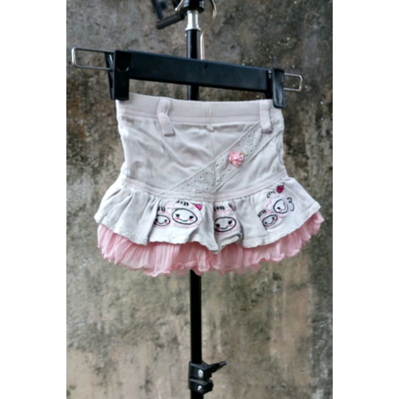 ROK ANAK BORDIR GEMOY LAPIS PLISKET PINK