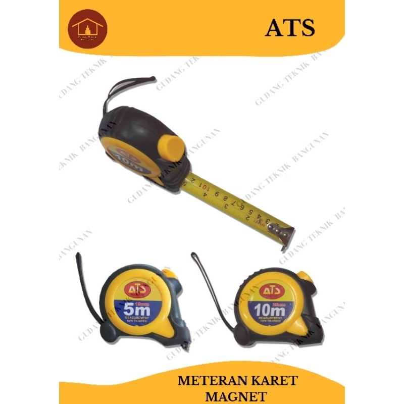 Meteran Roll Tukang Karet+Magnet ATS 3mtr 5mtr 7,5mtr 10mtr / Roll Meter Tukang Bangunan / Meteran T