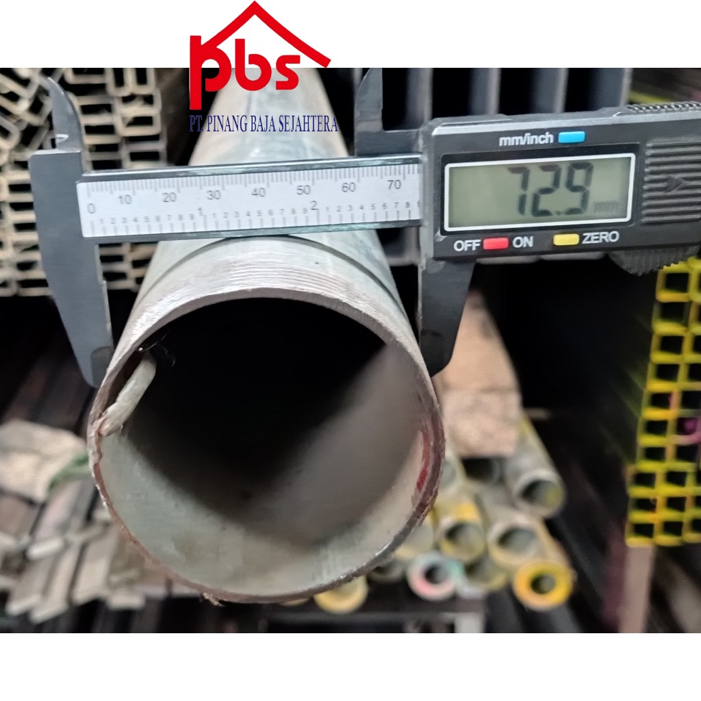 Pipa Galvanis 2.5" OD +- 72 mm (1,2 mm 1.5 mm 2.0mm 2.5mm SPINDO SNI) x 6 meter / PIPA BESI GALVANIZ