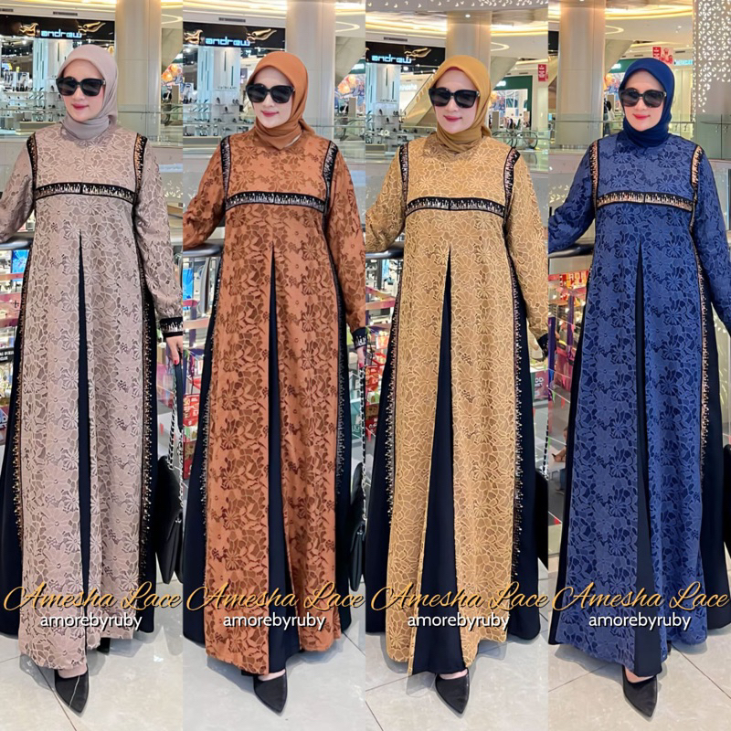 AMEESHA DRESS AMORE BY RUBY GAMIS BRUKAT TERBARU IMPORT PREMIUM MEWAH KONDANGAN BUSUI COD
