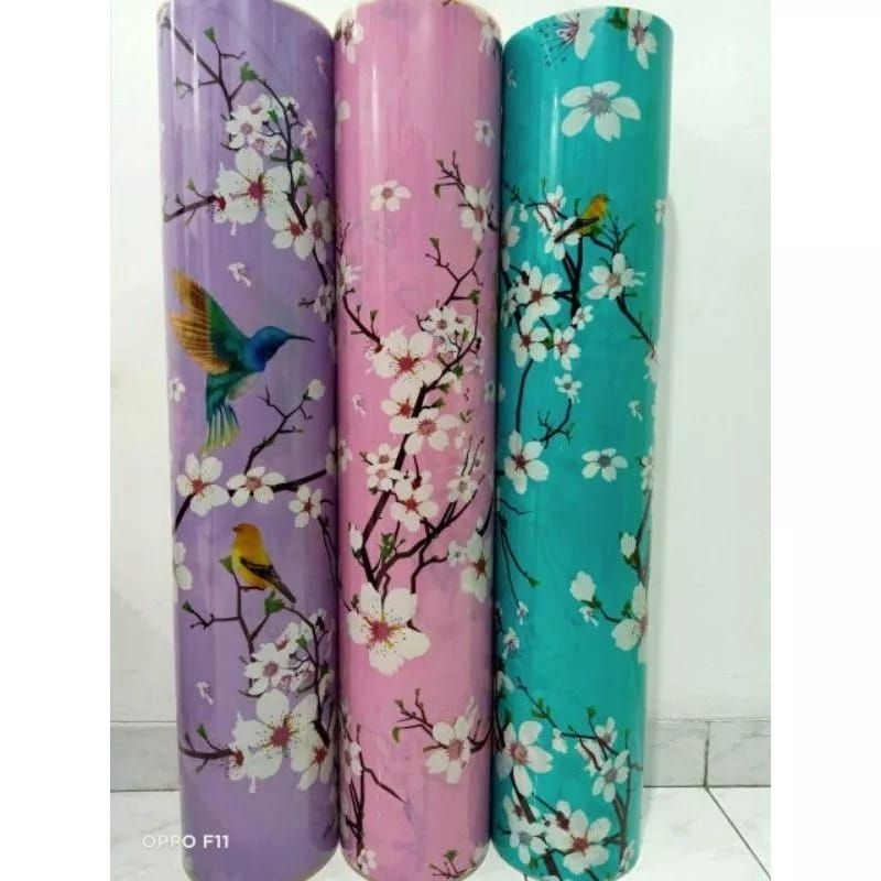 Fiber Pagar Plastik / Penutup Pagar Plastik Motif Sakura Ungu Hijau Pink berkualitas