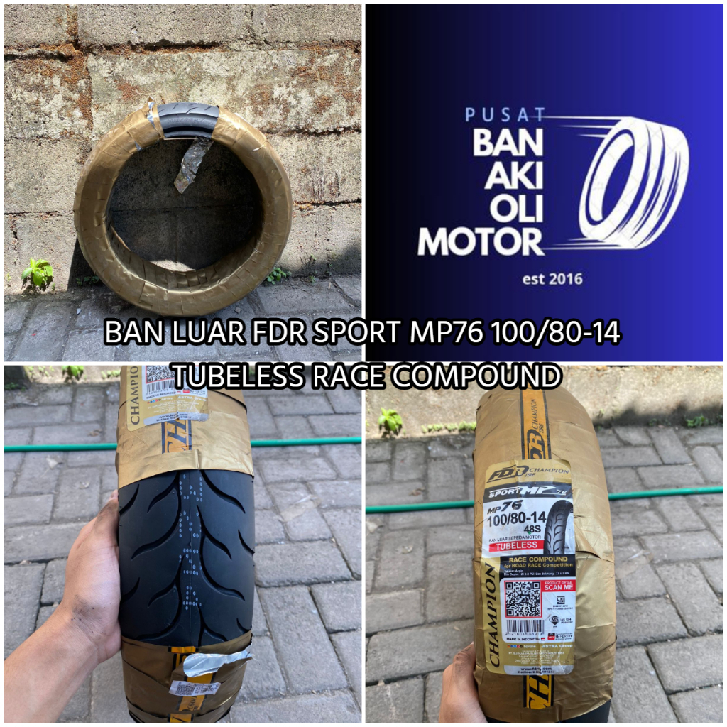 BAN LUAR FDR SPORT MP76 100/80-14 BAN MATIC TUBELESS || FDR SPORT MP76 RACE COMPOUND 100/80-14 TUBLESS