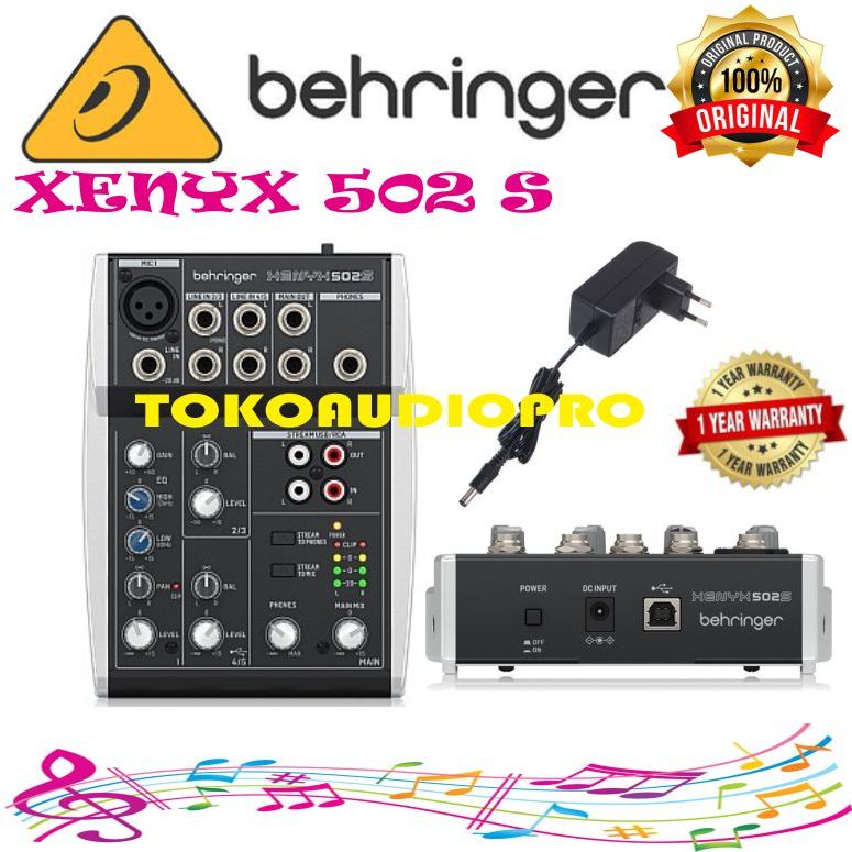 Mixer Behringer Xenyx 502S 5-channel Analog Streaming Mixer