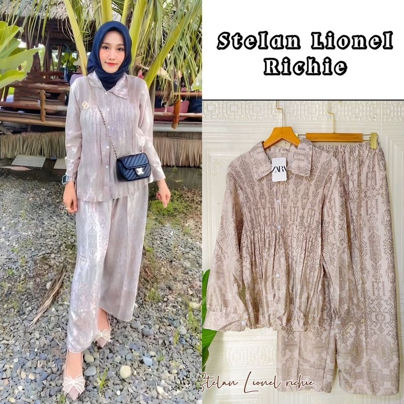 One Set Kemeja Silk Satin Selina, Zaraa Plisket Set