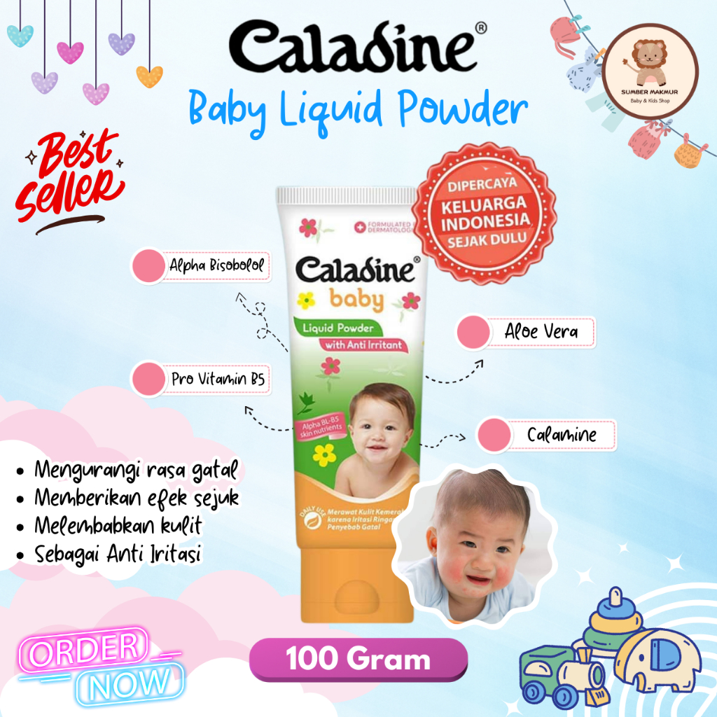 Caladine Baby Liquid Powder 100gr With Anti Irritant Bedak Cair Bayi Untuk Atasi Iritasi Ringan dan 