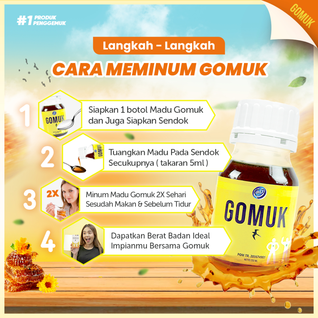 GOMUK MADU PENGGEMUK 200 ML / 100% ORIGINAL/NAIK 5-10 KG/ PENGGEMUK HERBAL