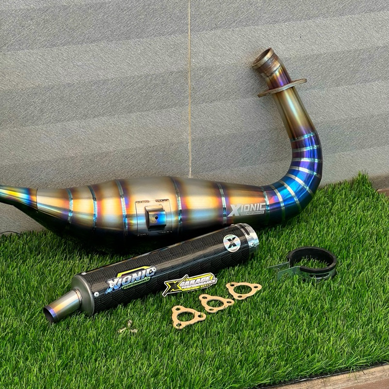 Knalpot Ninja R RR SS Xionic Type X-04 V3 KEVLAR HEXAGON Titanium Sandblasting
