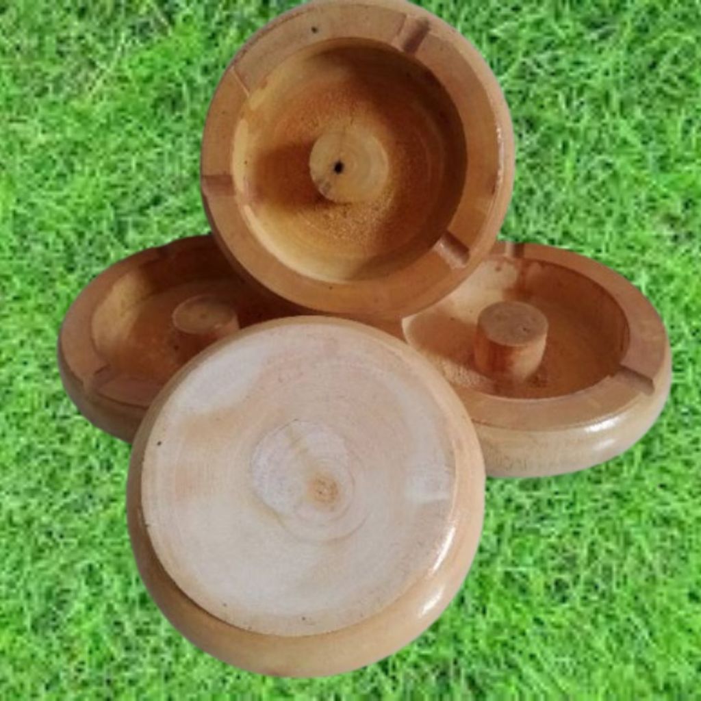 Asbak Kayu Mahoni Polos Warna Natural