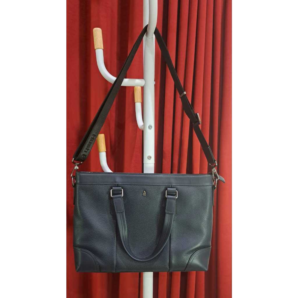 Tas Hush Puppies Document Bag/Laptop Blue Navy - 100% ORIGINAL LEATHER
