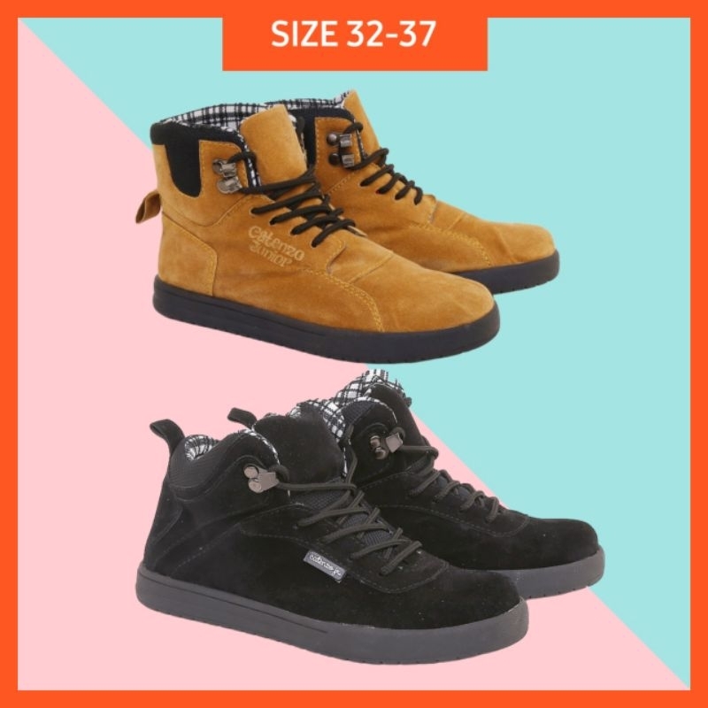Sepatu Anak Laki Laki Cowok Boots Tali Ukuran 32 33 34 35 36 37 Hitam Tan
