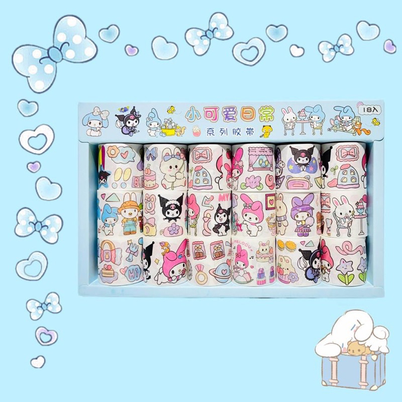 

ISOLASI STICKER ROLL / WASHI TAPE SANRIO (1 BOX ISI 18 ROLL)