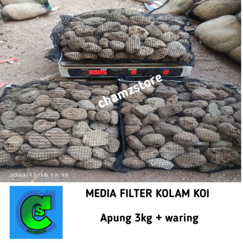 batu apung 3kg plus waring media filter kolam koi / batu apung media filter / filter kolam koi