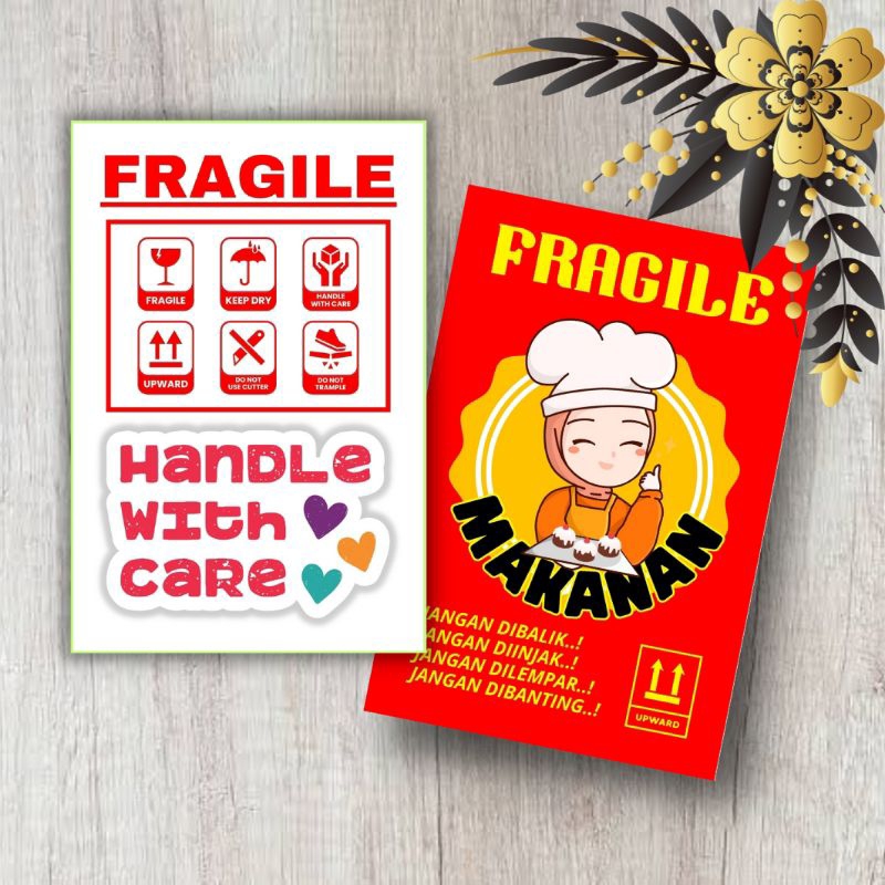 

Sticker stiker fragile makanan handle with care awas pecah