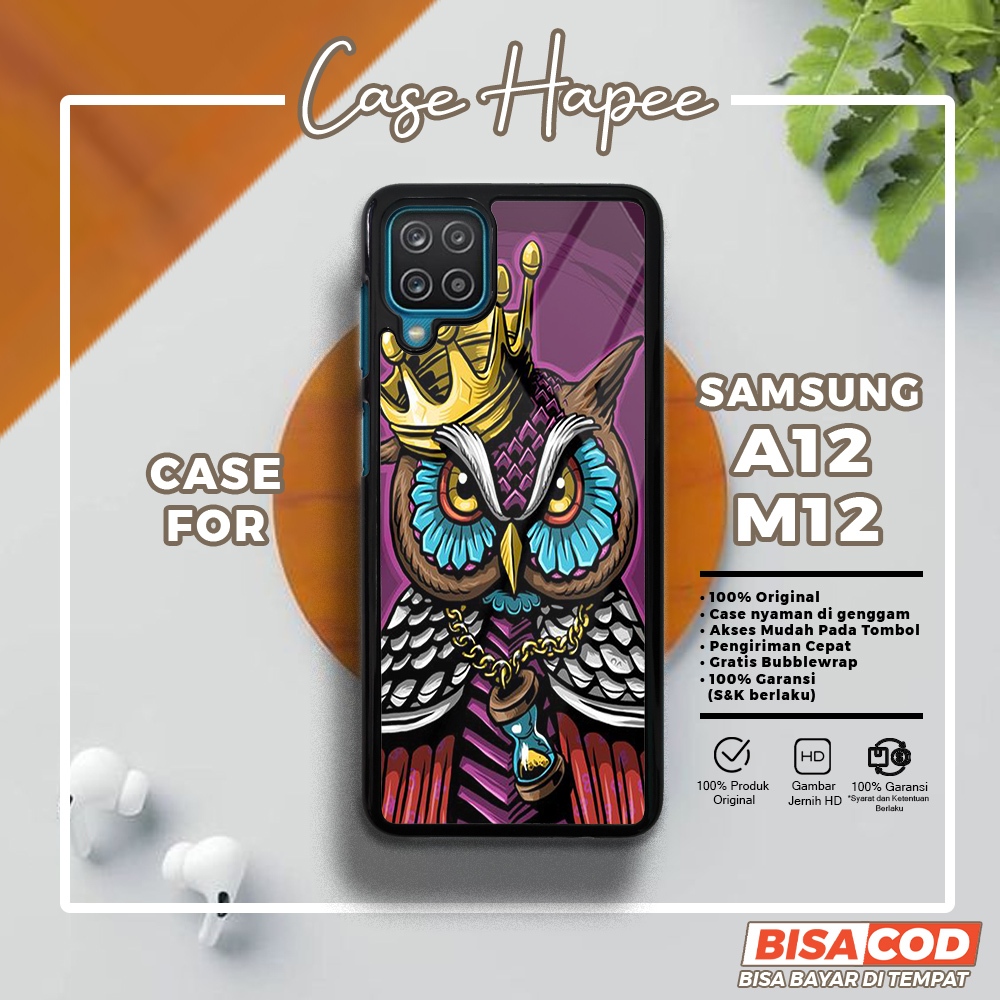 Case Samsung A12 M12 Casing Samsung A12 M12 [OWL] Casehapee Case Glossy Case Aesthetic Custom Case P