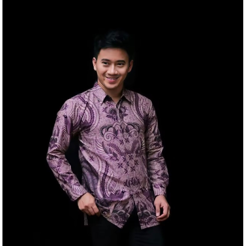 Kemeja Batik Pria Lengan Panjang | Atasan Batik Pria Lengan Panjang | Kemeja Batik Pria Ironman Ungu
