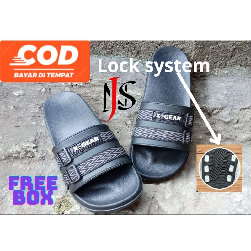 Sandal Slop Pria dan Wanita Lock System/Slip On/Sandal X-GEAR/FREE BOX