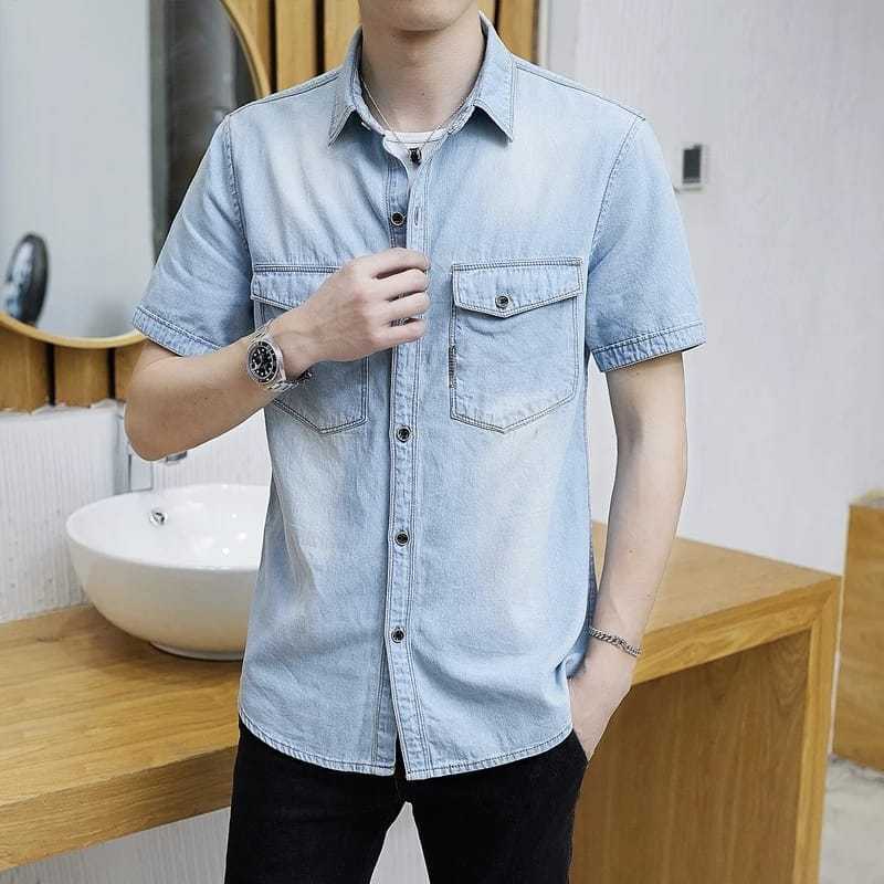 KEMEJA JEANS PRIA DISTRO HEM OZAWA