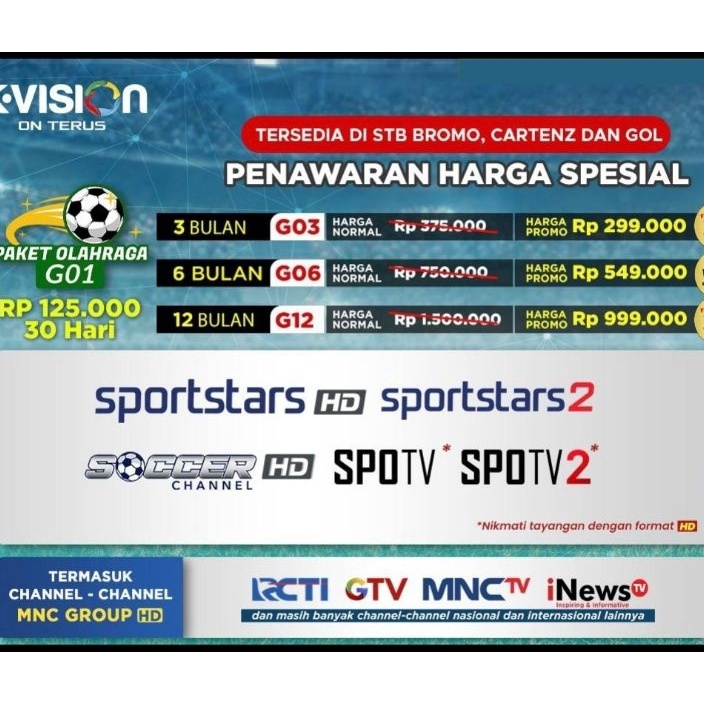 Stok Baru Paket Olahraga G1 Bromo Cartenz dan GOL K Vision Proses cepat