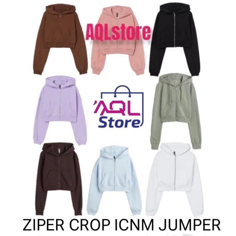 ZIPER CROP H&M POLOS CROPTOP KEKINIAN / JAKET CROP HNM KOREAN STYLE / HOODIE SWEATER ATASAN WANITA