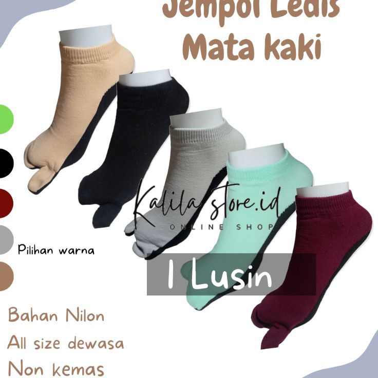 Diskon Kaos kaki pendek jempol mata kaki wanita nilon 1 Lusin