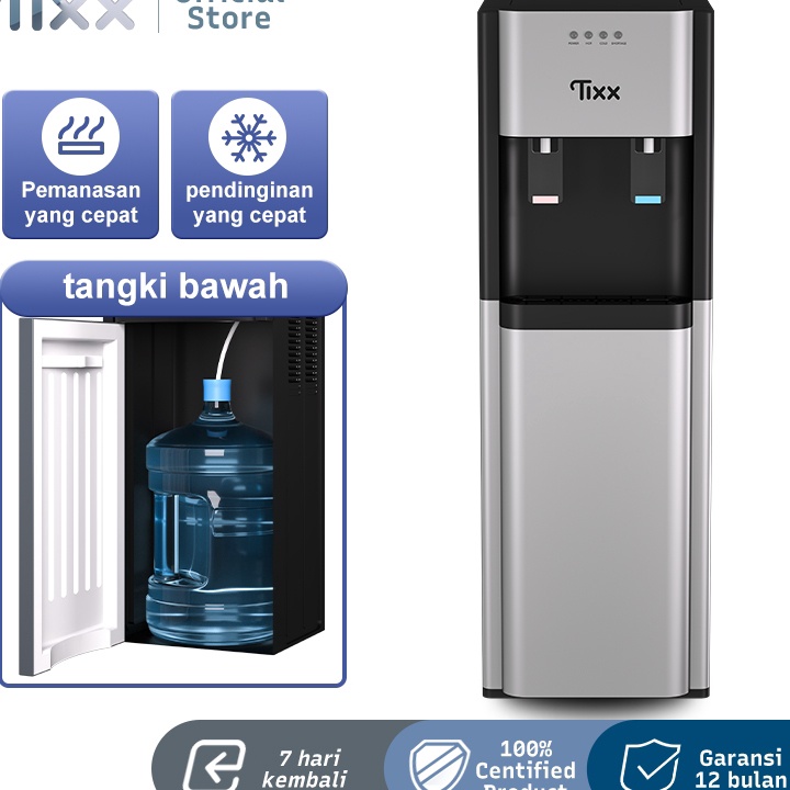 Paling Laris TIXX Mesin Pemeras Air Water Dispenser Galon Bawah 2 in 1 Low Watt Hot and Cold Dingin Es Dan Hot  Water Dispenser
