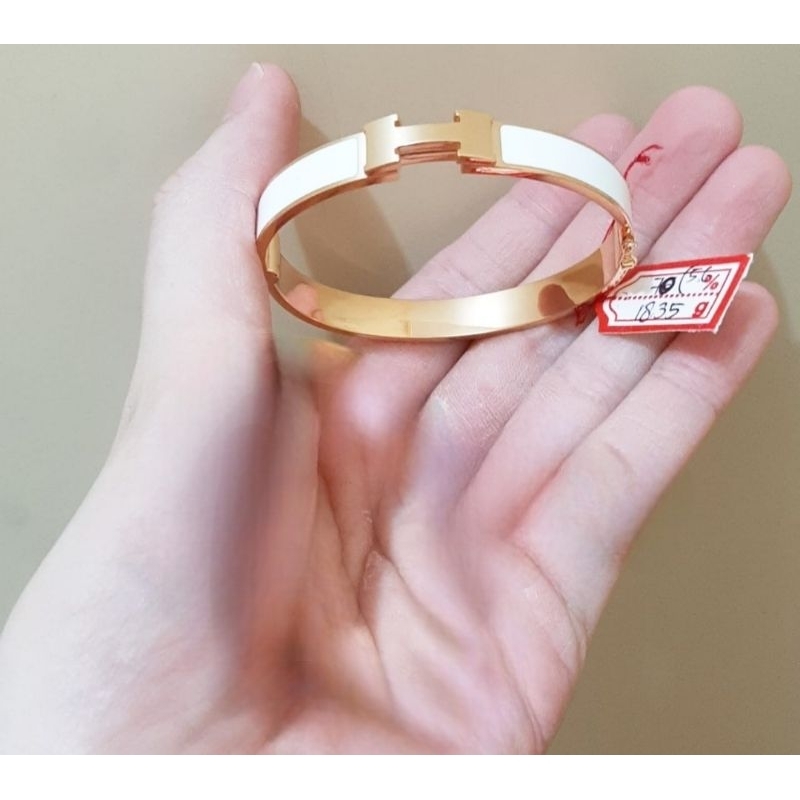 Gelang bangle emas 70 huruf H putih