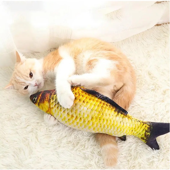 Mainan Kucing Kitten Mainan Ikan untuk Kucing Anjing Mainan Ikan Bantal Mainan Anak Kucing