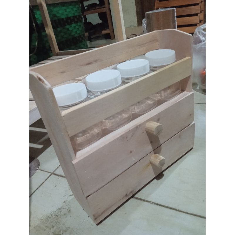rak bumbu dapur tingkat 2 plus toples.