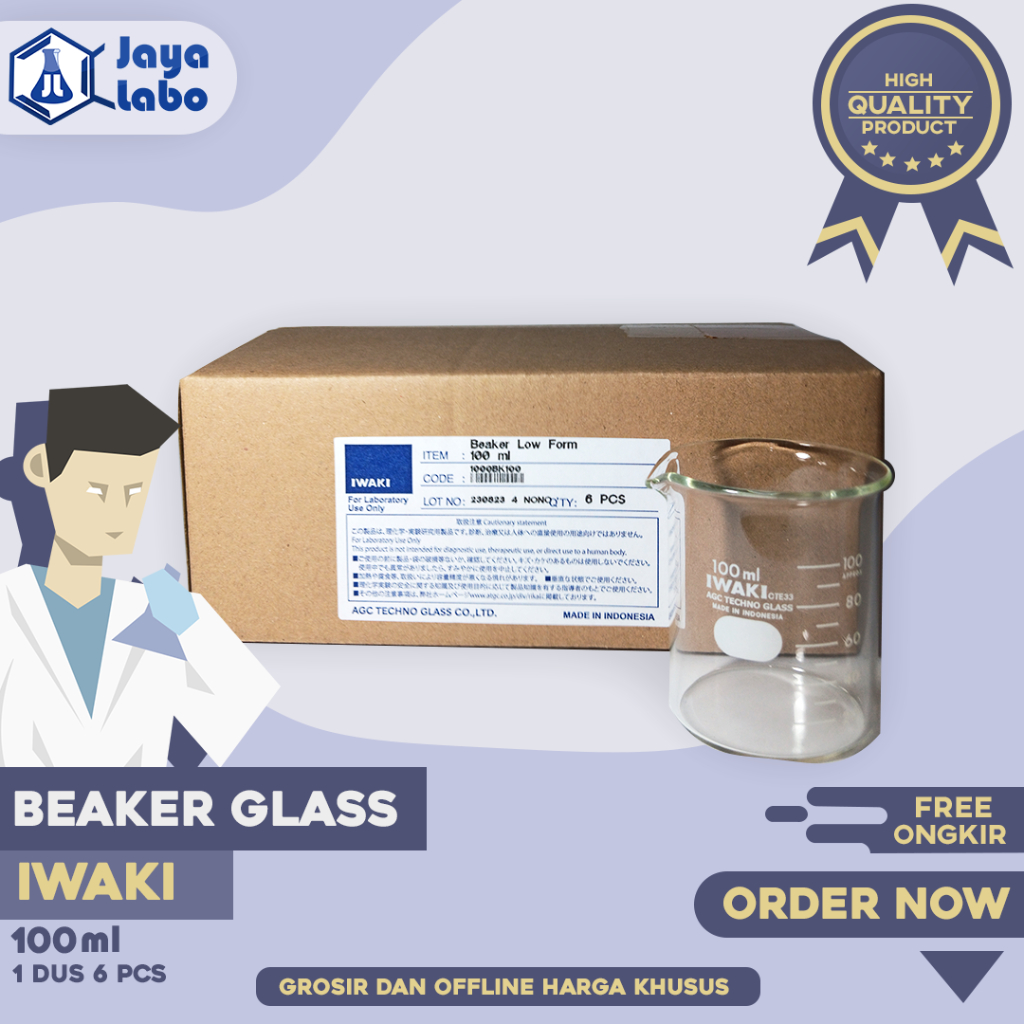 GROSIR IWAKI BEAKER GLASS Vol. 100 ml / GELAS KIMIA